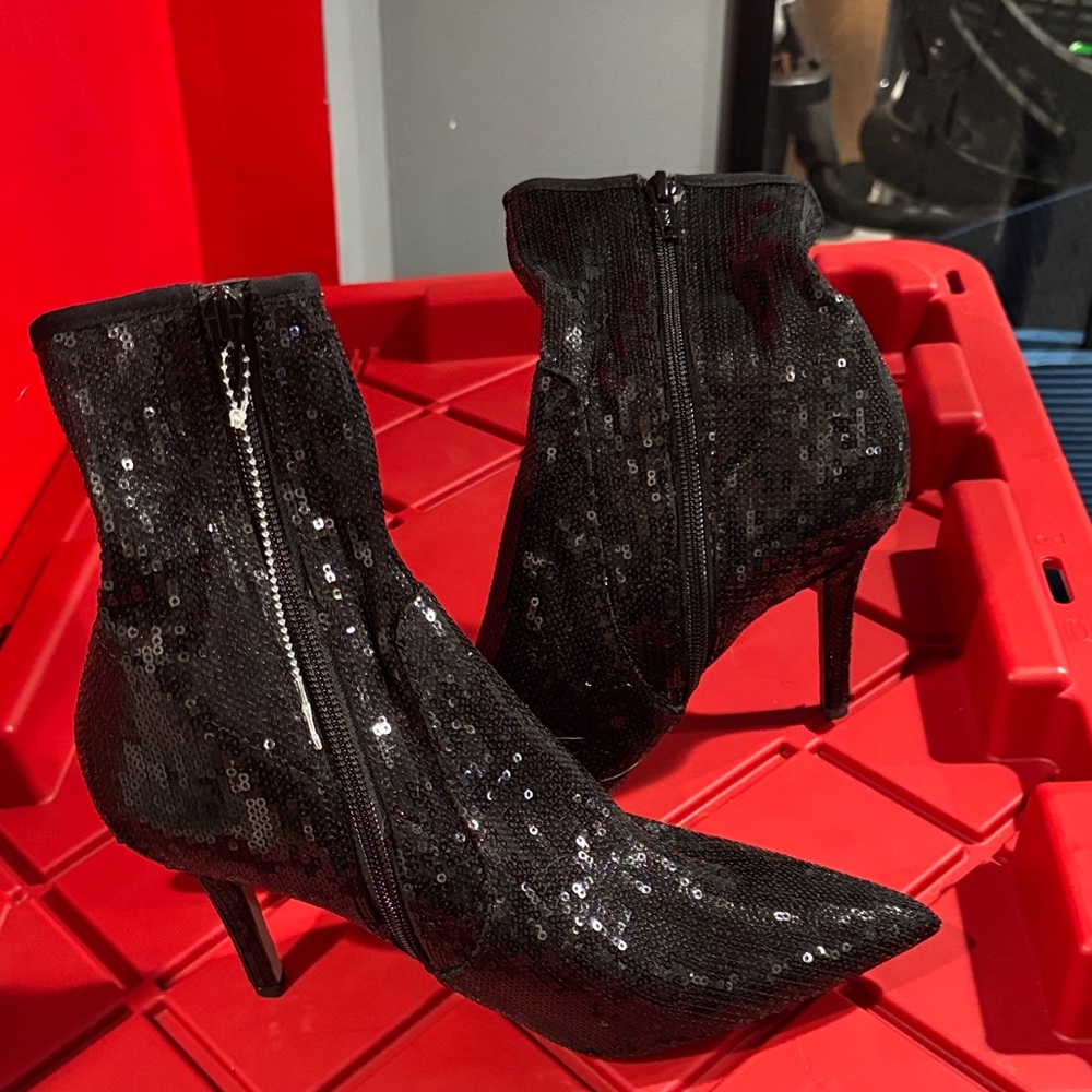 Aldo Black Sequin Heeled Boots